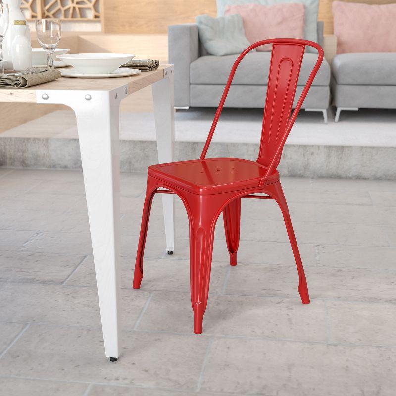 Emma Red Metal Indoor-Outdoor Stackable Dining Chair