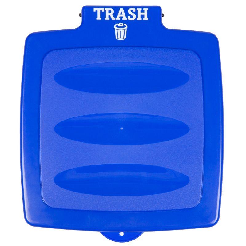 Blue Plastic Portable Outdoor Trash Bag Holder with Lid