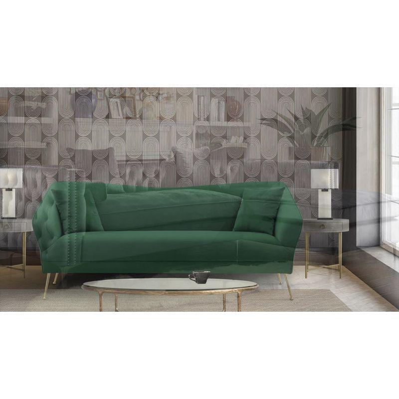 Camren Green Velvet Swoop Arm Accent Chair with Espresso Wood Legs