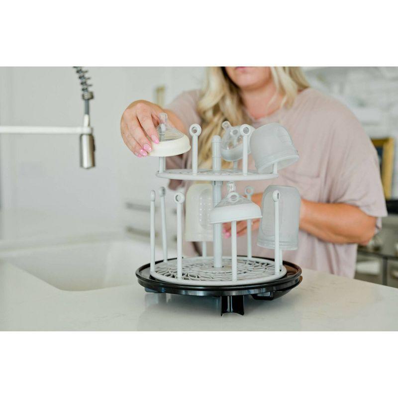 Black Foldable Plastic 2-Tier Adjustable Dish Rack