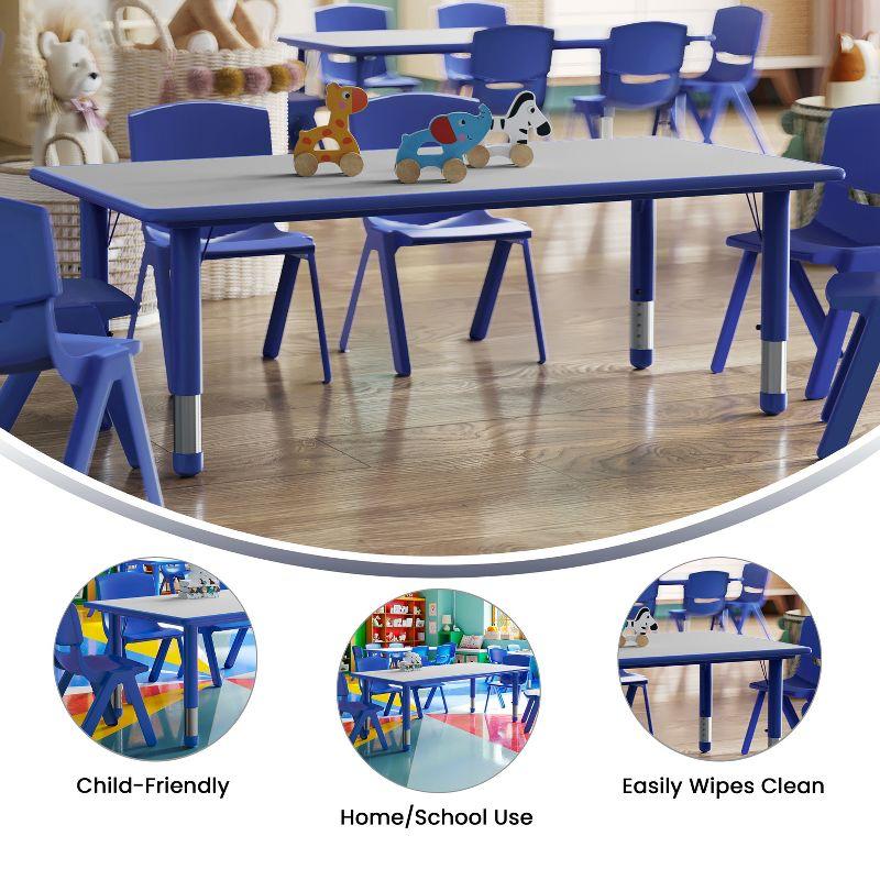 Blue and Gray Adjustable Rectangular Laminate Activity Table