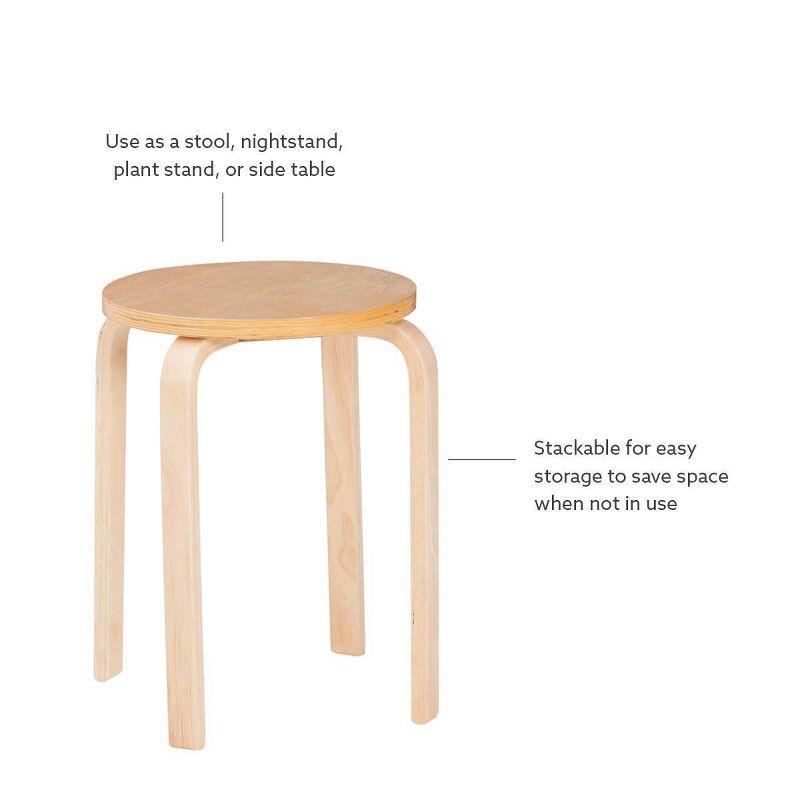 Set of 4 Bentwood Stacking Stools Light Brown - Linon: Rubberwood Frame, No Assembly, Traditional Style