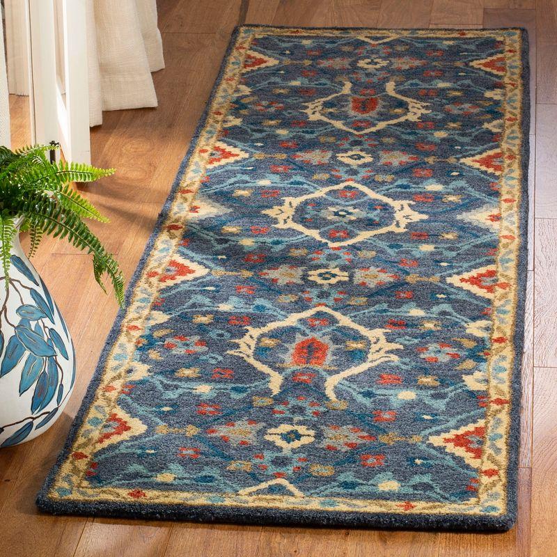 Heritage HG416 Hand Tufted Runner Rug - Navy/Multi - 2'3"x8' - Safavieh.