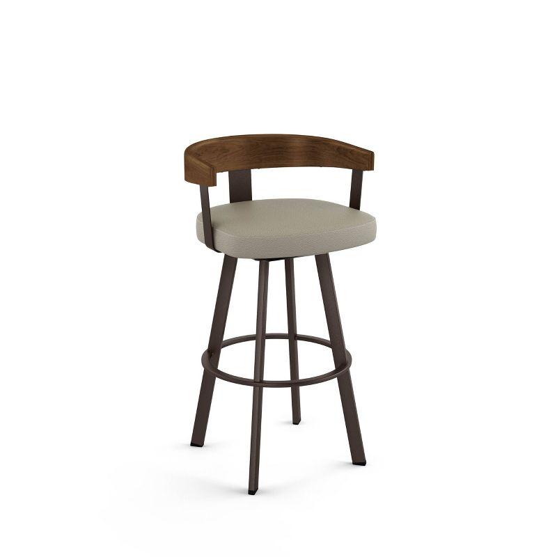 Amisco Lars Upholstered Counter Height Barstool: Faux Leather, Steel Frame, 26" Seat Height