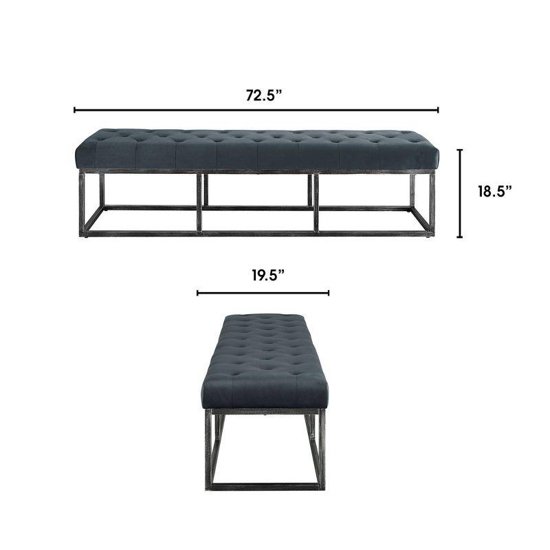 Danes Claire Tufted Bench with Iron Legs, Modern 72.5" Bench for Bedroom or Living Room