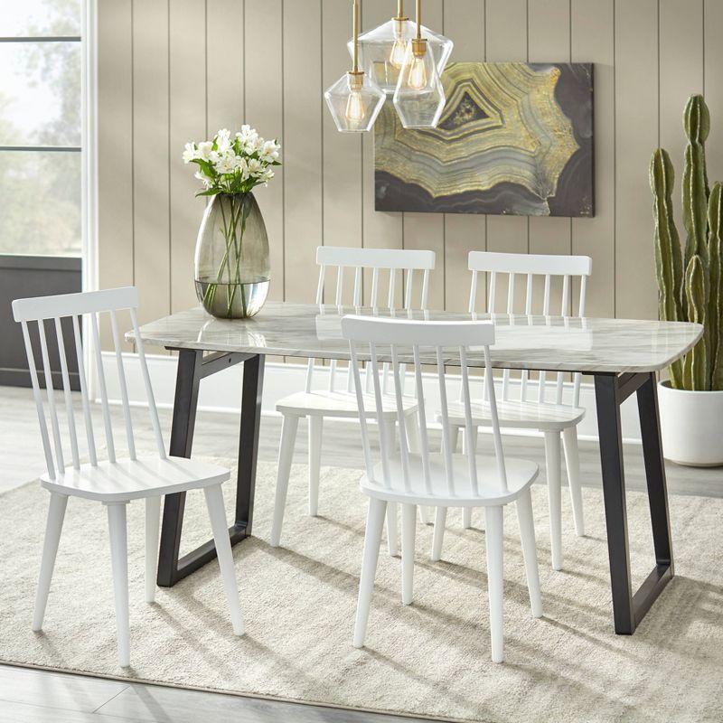 Lifestorey Set of 2 Lowry Farmhouse Solid Wood Spindle Dining Chairs White: Spindle-Back, Rubberwood Frame, 250lb Capacity