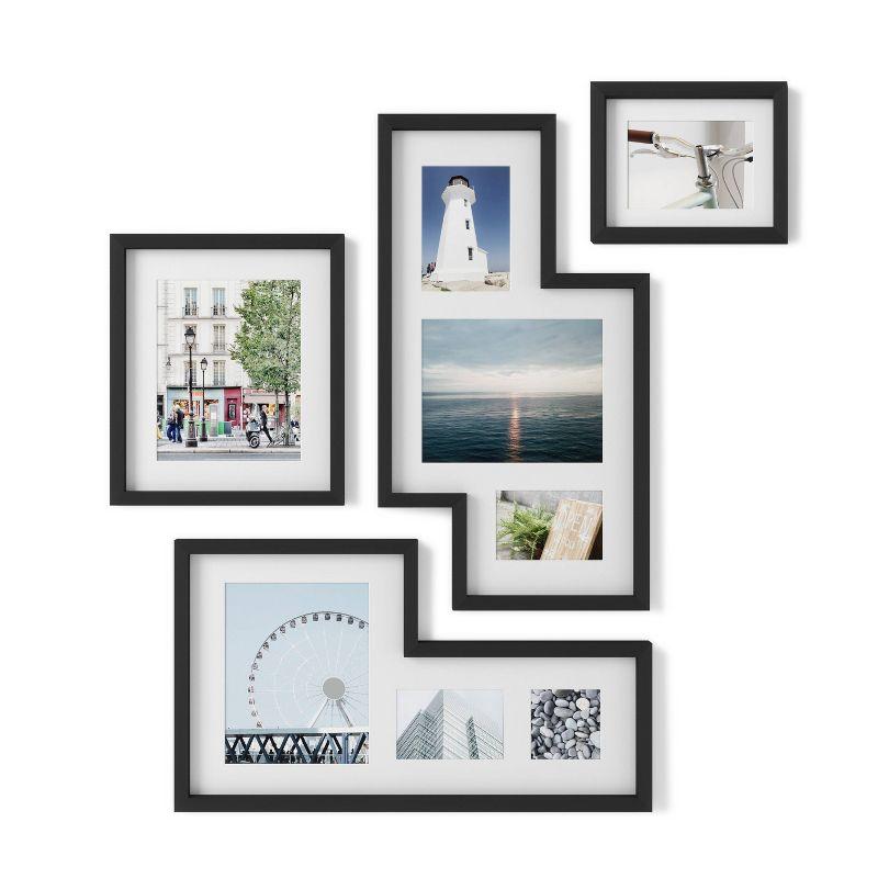 Mingle Gallery Picture Frames Set Black - Umbra: Modern Wall Collage, Multi-Size Photo Display, Sawtooth Mount