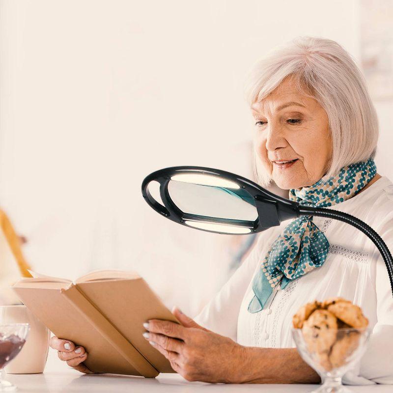 Brightech Pro 44 in. Industrial 2.25X Magnifying LED Floor Lamp with Adjustable Gooseneck Head