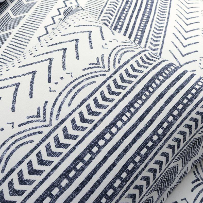 3pc King Hygge Geo Duvet & Sham Set Navy/White - Lush Décor: Cotton, Reversible, Inner Ties, 460 Thread Count