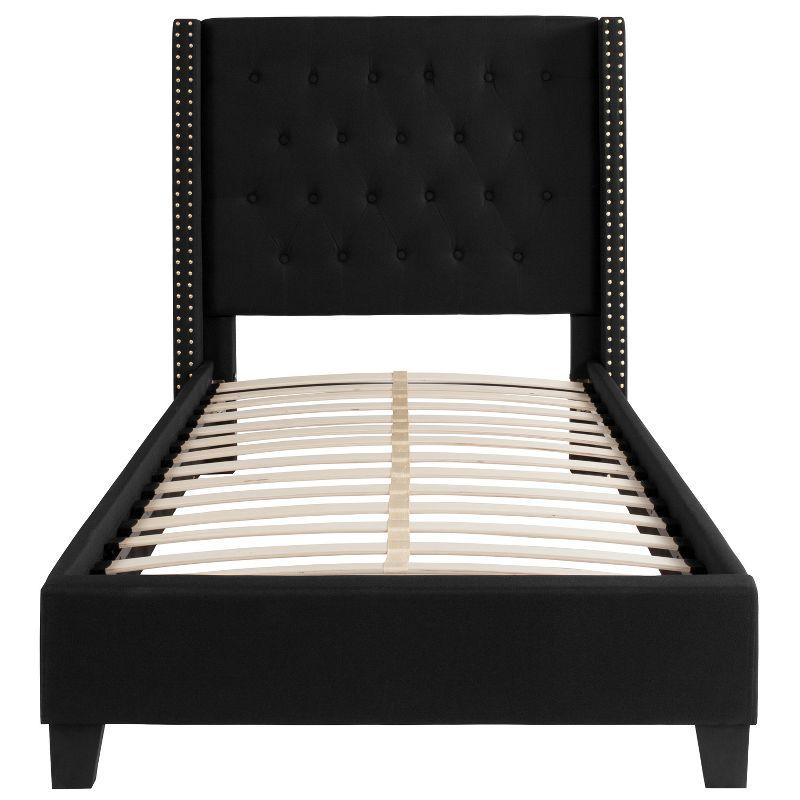 Flash Furniture Riverdale Twin Size Tufted Upholstered Platform Bed in Black Fabric