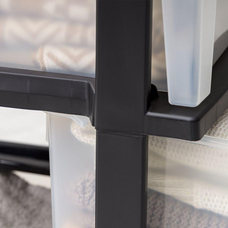 IRIS USA 3-Drawer Plastic Storage Dresser, 2-Pack, Standing Organizer Storage Container Bin with Drawers for Clothes Crafts Classroom, Black/Clear