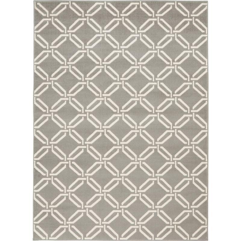 Trellis Chic Gray Synthetic 5' x 7' Hand-Knotted Area Rug