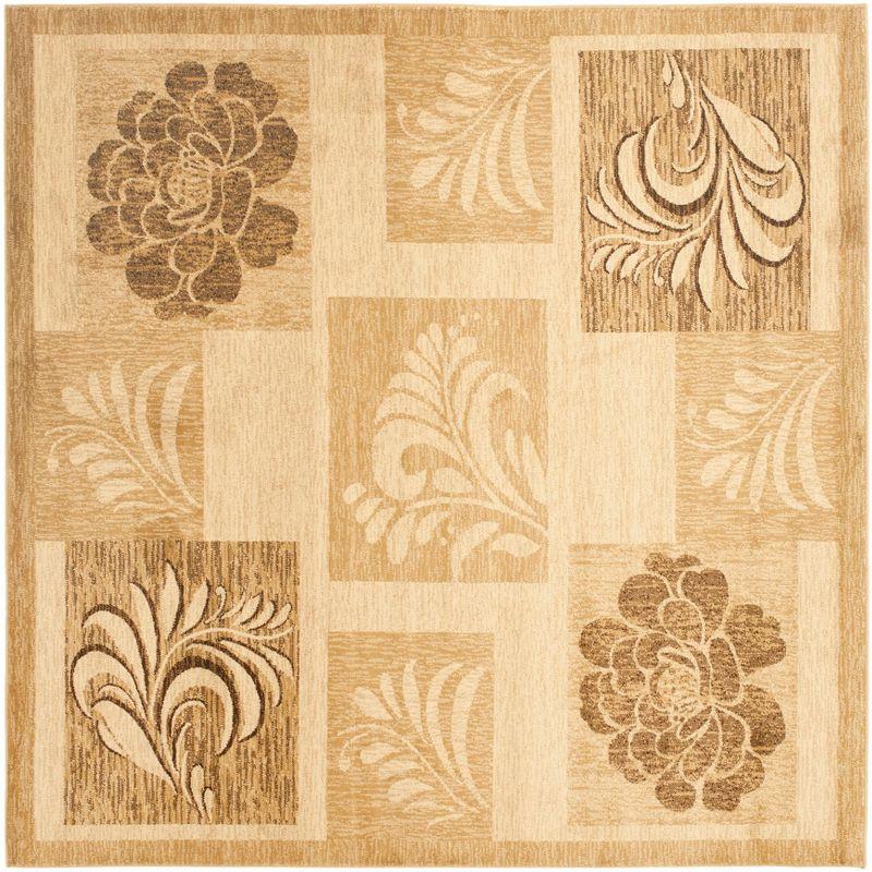 Ivory and Multi Patchwork Floral 6'7" Square Area Rug