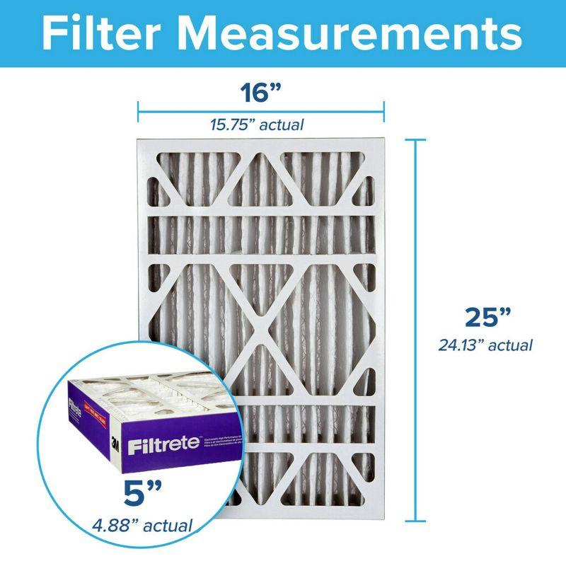 Filtrete Ultra Allergen Reduction Deep Pleat Filter 16"x25"x5": MERV 12, Electrostatic, Captures Dust & Pet Dander