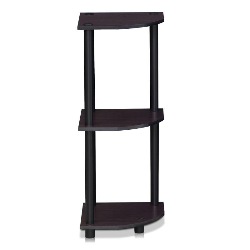 Furinno 3-Tier Corner Display Rack Multipurpose Shelving Unit Industrial Ladder Bookcase,Dark Walnut