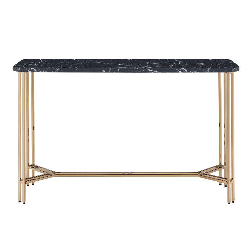 Daxton Faux Marble Sofa Table Black/Gold - Steve Silver Co.