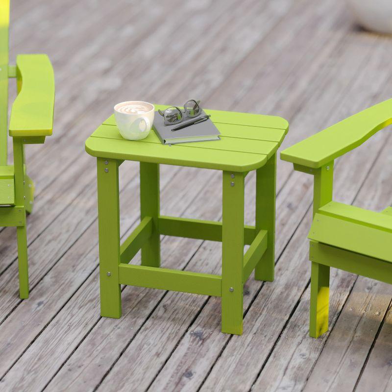 Flash Furniture Charlestown Tiered Commercial Poly Resin Adirondack Side Table - Lime Green - All-Weather - Indoor/Outdoor