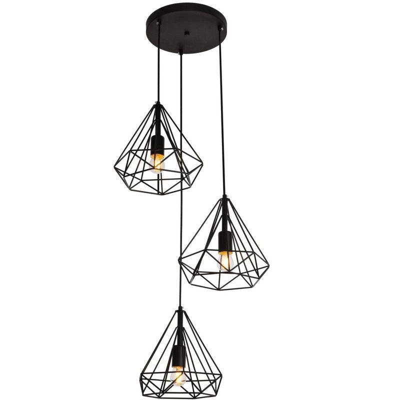 Elegant Lighting Jago Collection Pendant D18.1 H24.3 Lt:3 Black Finish