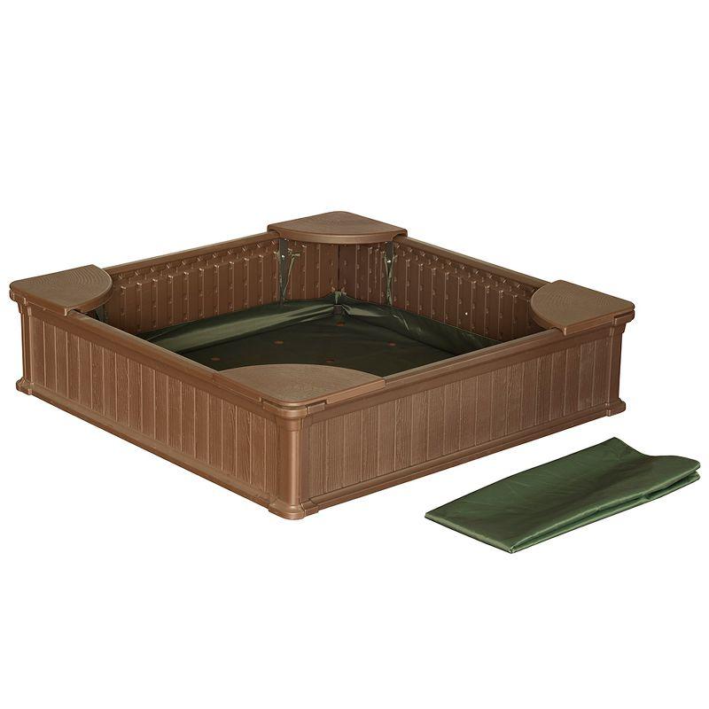 Modern Home 4ft x 4ft Weather Resistant Outdoor Sandbox Kit w/Cover