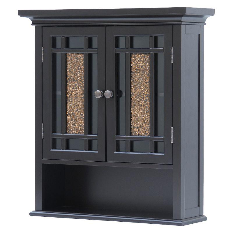 Dark Espresso Glass Mosaic Two-Door Wall Cabinet