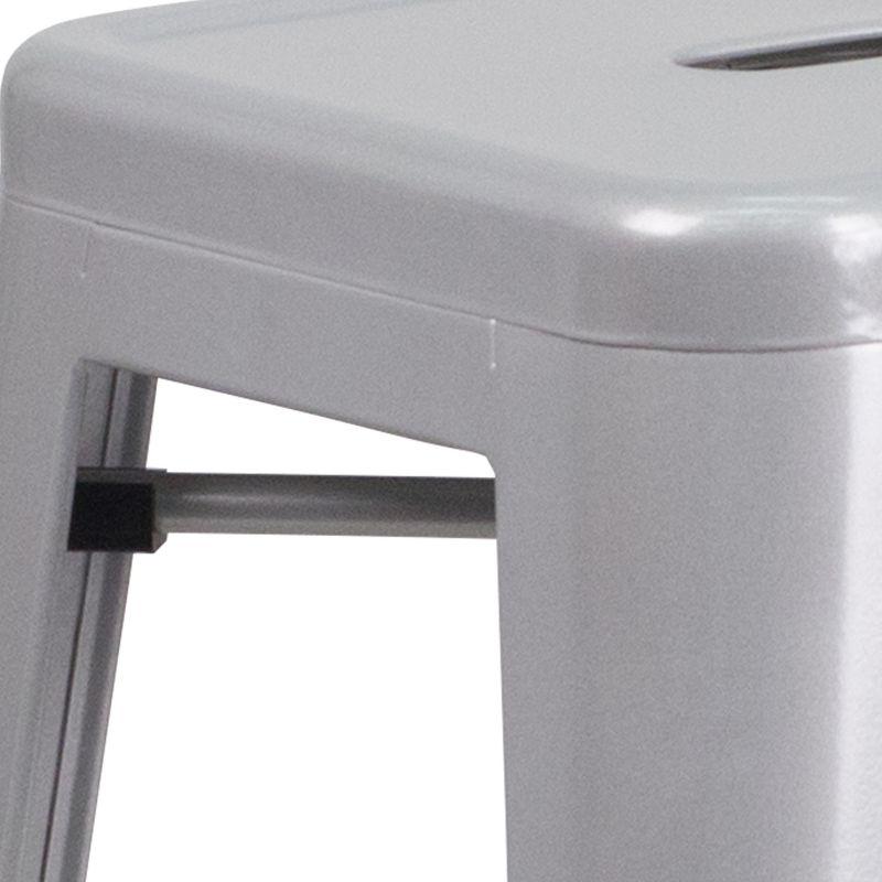 Flash Furniture Commercial Grade 30" High Backless Silver Metal Indoor-Outdoor Barstool with Square Seat