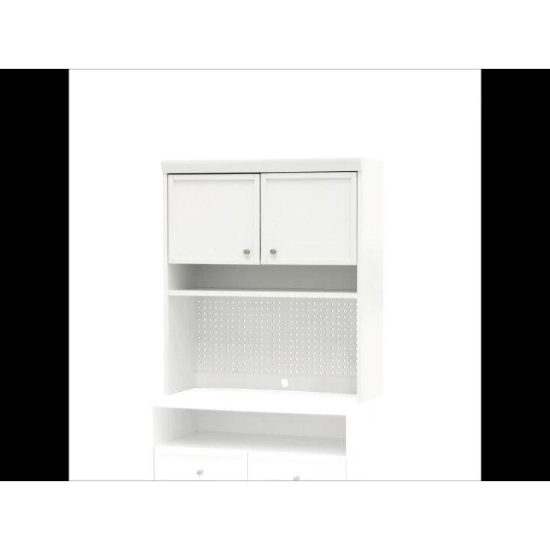 Craft Pro Series Hutch White - Sauder: Adjustable Shelf, Pegboard Back, Enclosed Cord Access