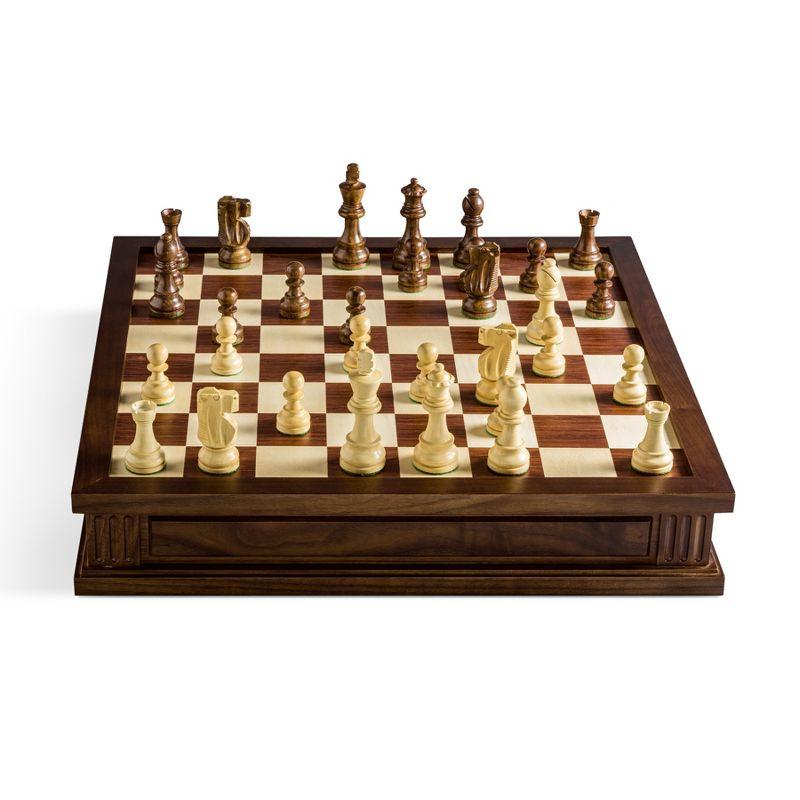 Handcrafted Walnut and Veneer 7-in-1 Heirloom Chess Set