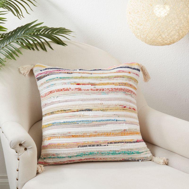 Saro Pavimento Collection Tassels Pillow Cover