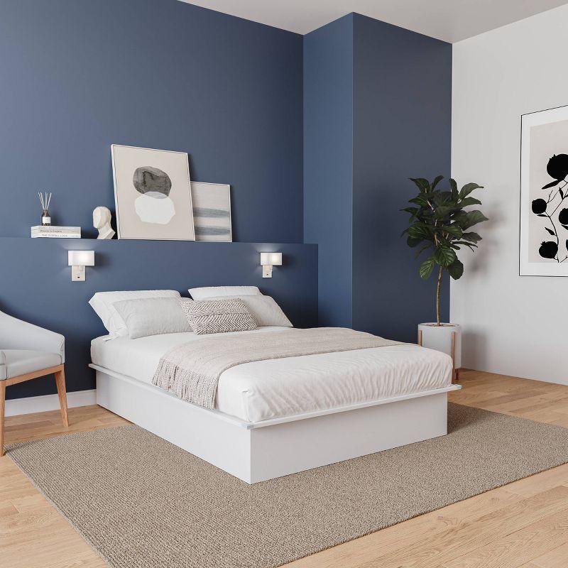 White Full Platform Bed with Minimalist Design