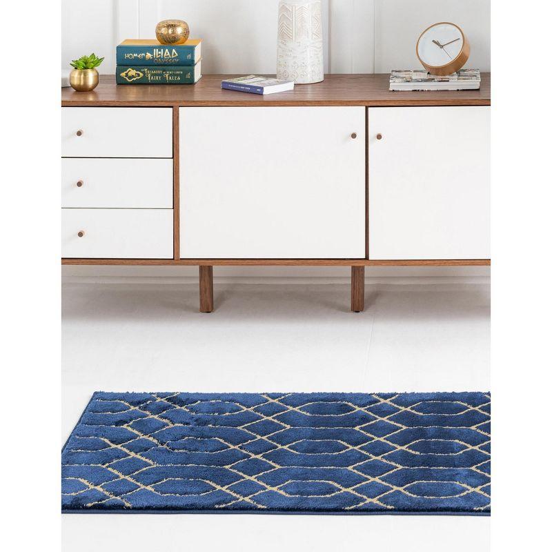 Glam Navy Blue Gold Area Rug