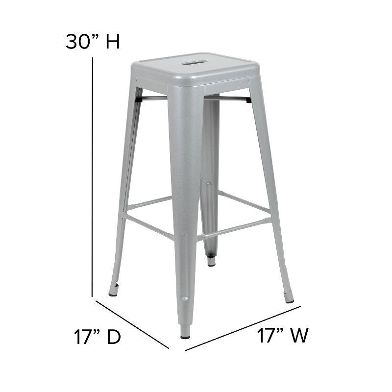 Sleek Industrial 46" Gray Metal Stackable Bar Stool, Set of 4