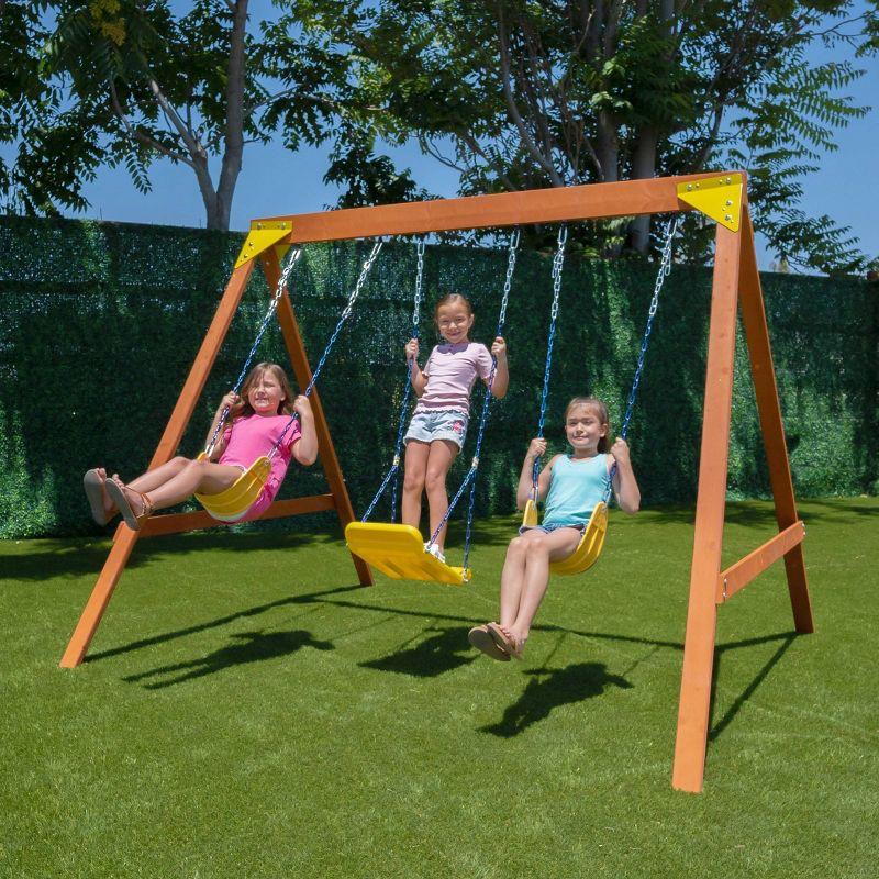 Sportspower Brighton Wood 2 Swings and 1 Bow Style Swing Set