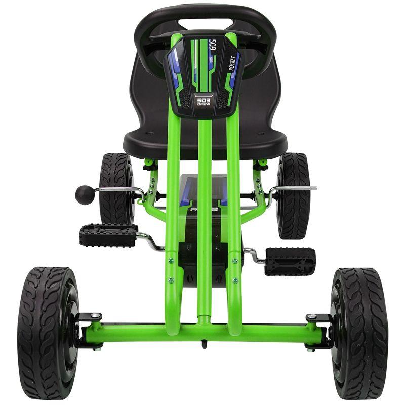 Green Adjustable Pedal Go Kart with Ergonomic Seat