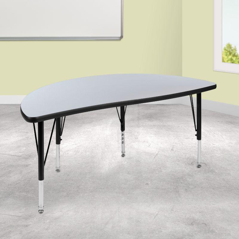 Adjustable Half Circle Wave Grey Laminate Activity Table