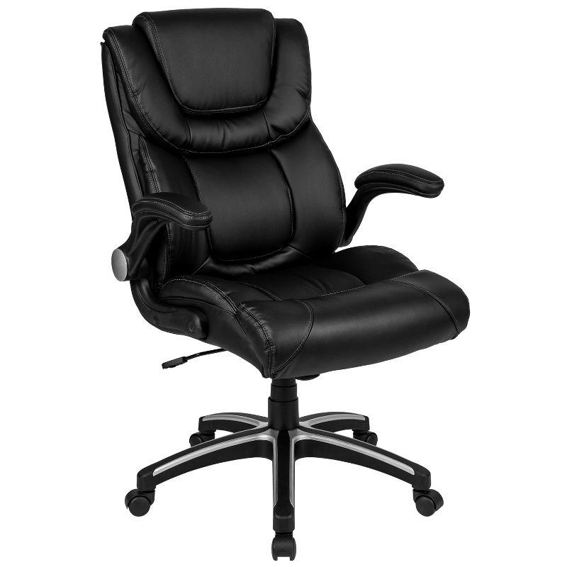 Executive High Back Black LeatherSoft Swivel Office Chair with Lumbar Support