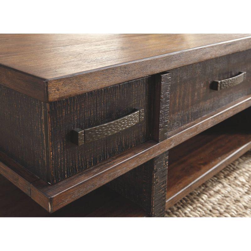 Stanah Coffee Table with Lift Top Black/Brown - Signature Design by Ashley: Storage Shelf, Rectangular, Mid-Century Modern Style