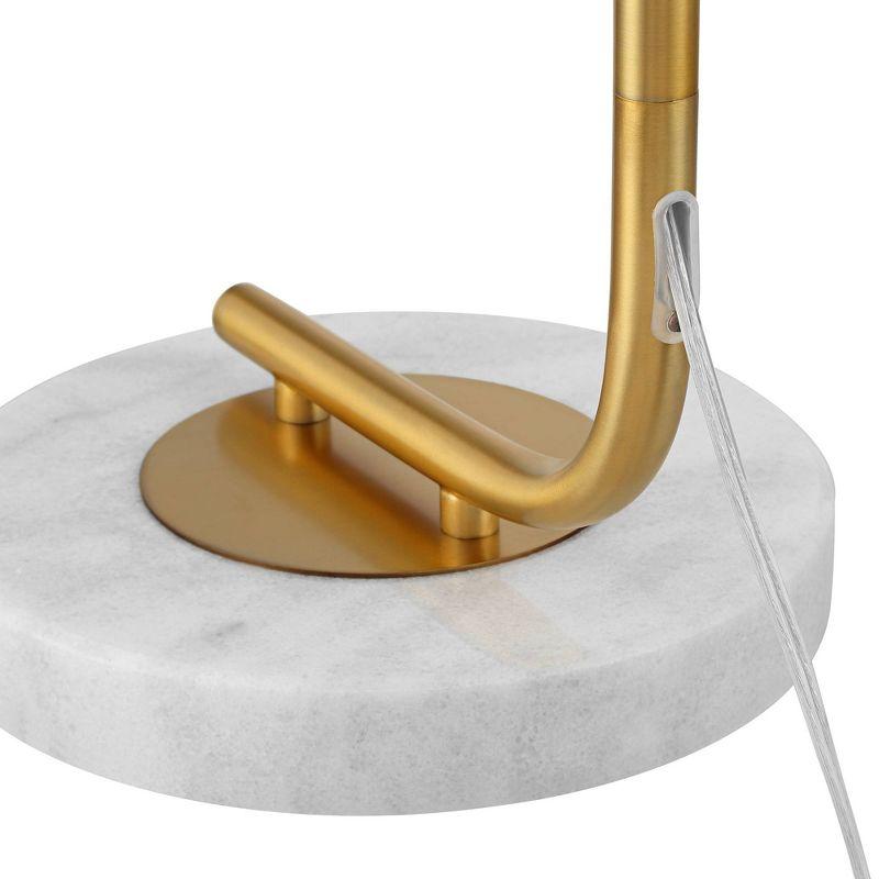 Possini Euro Design Casaba Mid Century Modern Chairside Arc Floor Lamp 64" Tall Warm Gold Adjustable Frosted Glass Shade for Living Room Reading House