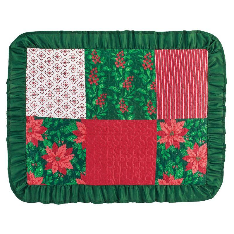 Mistletoe Patchwork Ruffled Edge Holiday Pillow Sham