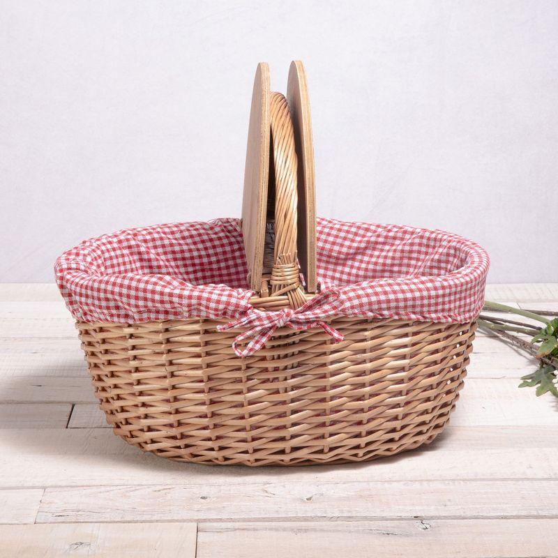 Country Vintage Wicker Picnic Basket for 2