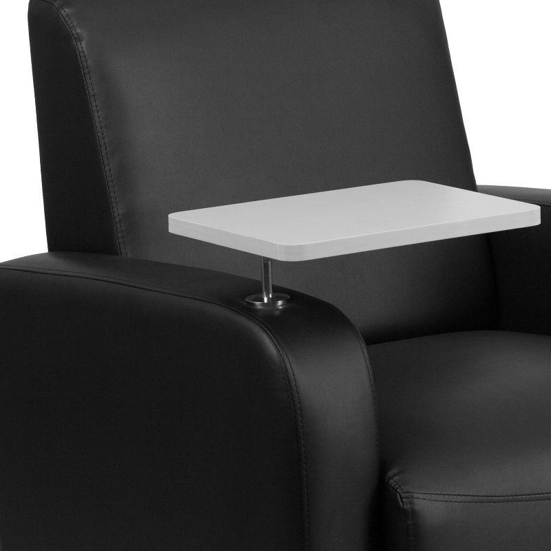 Swivel Black LeatherSoft Guest Chair with Tablet Arm and Cup Holder