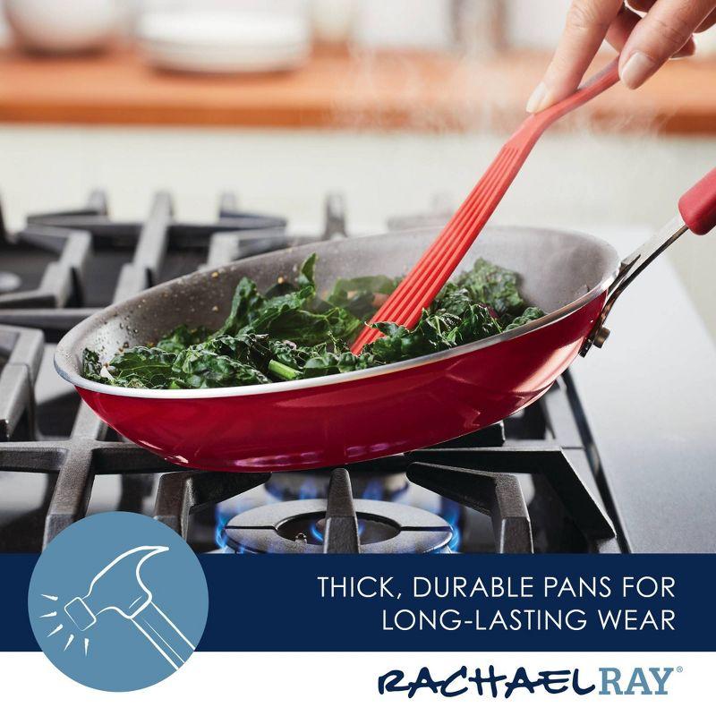 Rachael Ray Cook + Create Aluminum Nonstick Frying Pan 10" Red: Gas & Induction Compatible, Hand Wash, Lifetime Warranty