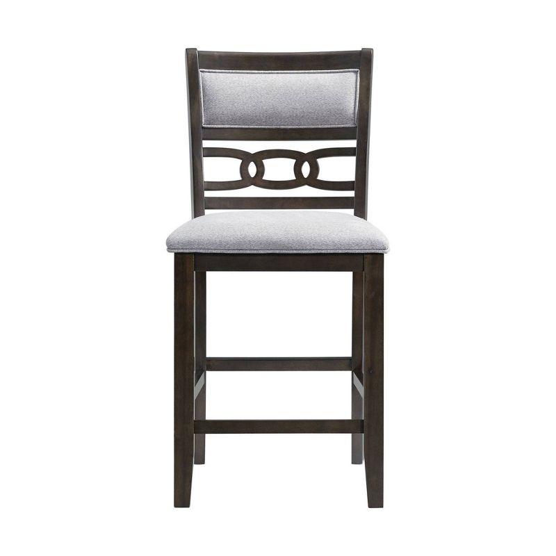 Luxe Gray Upholstered Ladderback Counter Height Side Chair Set in Walnut