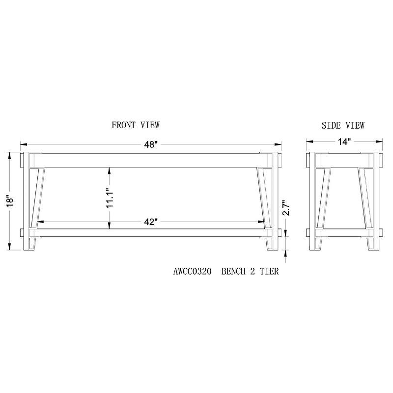 Ryegate 48" Natural Live Edge Acacia Wood Bench with Metal Frame