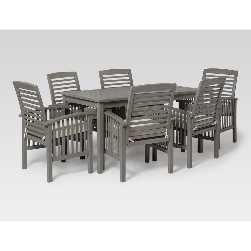 Ravenscroft 7pc Acacia Wood Patio Dining Set: Weather-Resistant, Umbrella Hole - Saracina Home