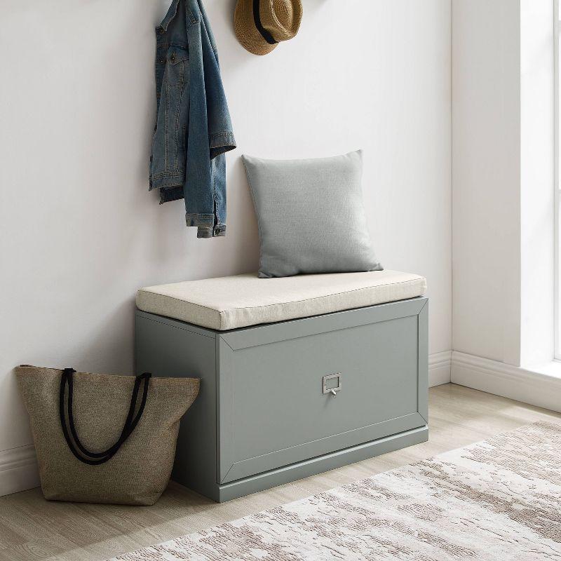 Crestshire Linen Blend Upholstered Storage Bench