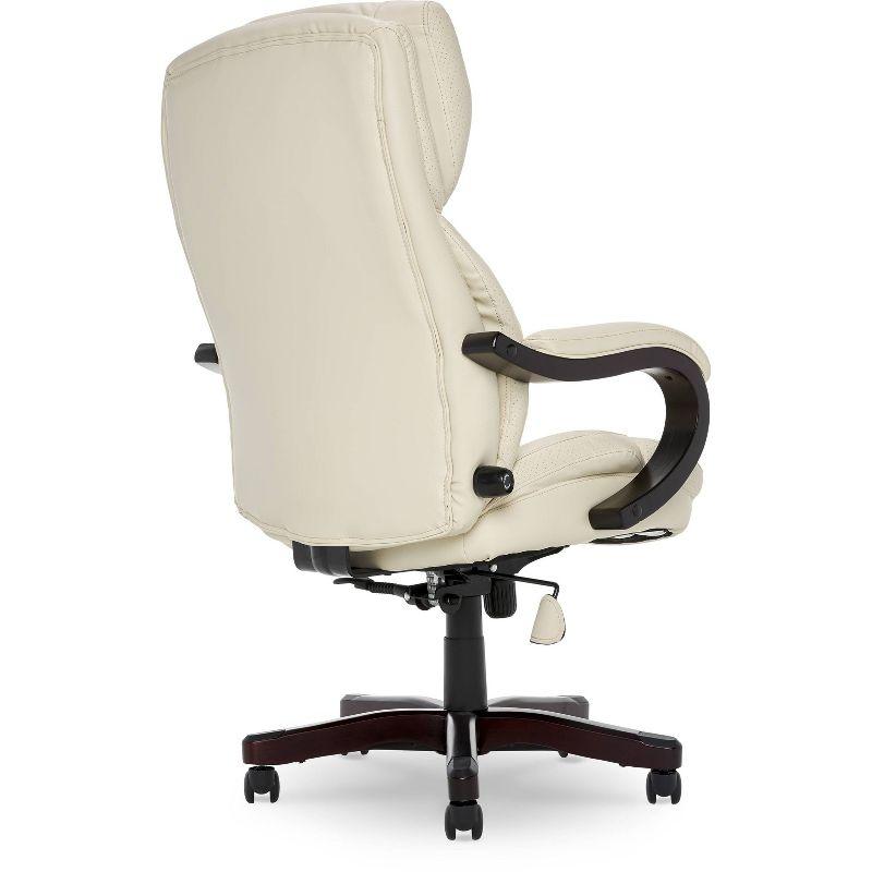 Big and Tall Executive Office Chair - Serta: Lumbar Support, Leather, Wood Finish