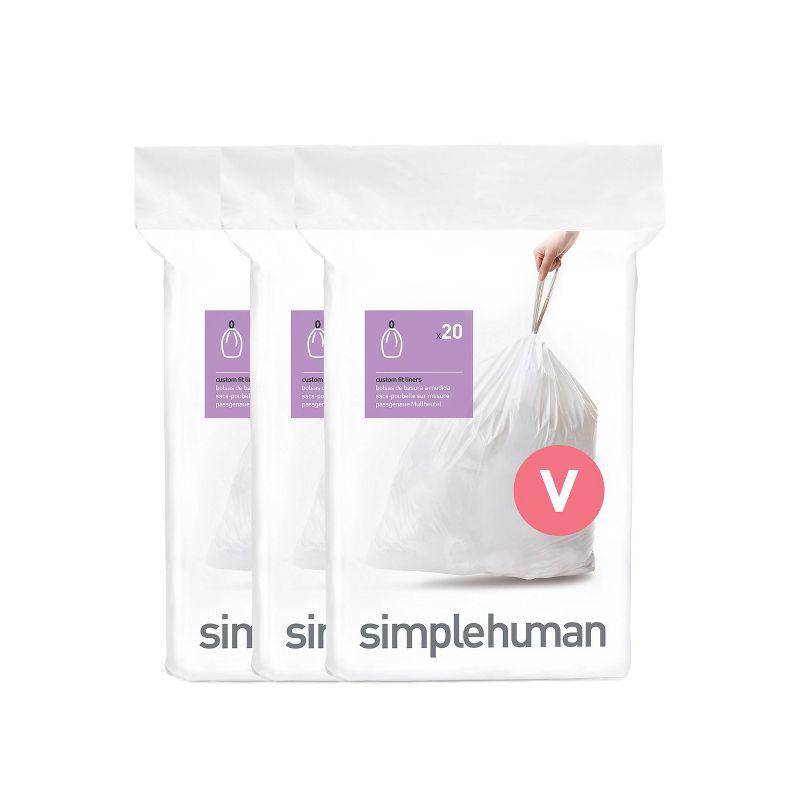 simplehuman White Plastic Drawstring Trash Bag Liners 16-18L 60ct