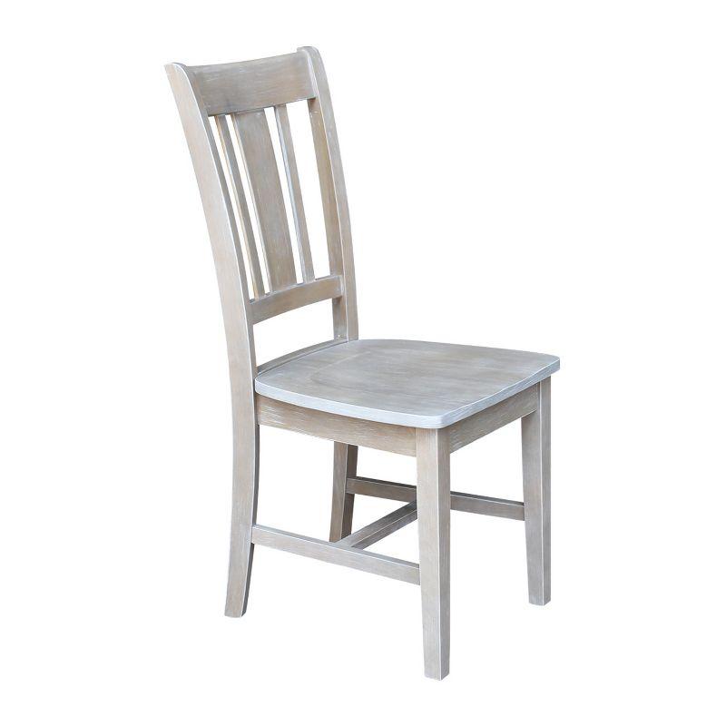 Set of 2 Washed Gray High Back Wood Dining Chairs