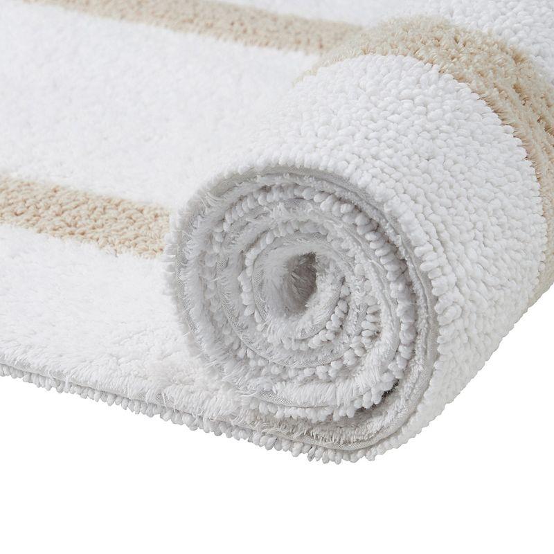 Better Trends Hotel 100% Cotton Tufted Two Tone Reversible Bath Rug 17" x 24" Rectangle - White/Sand