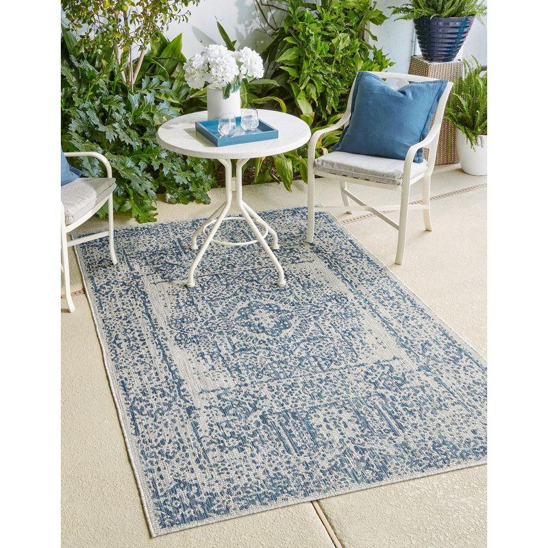 Easy Care Blue Synthetic 3'3" x 5'3" Outdoor Rectangular Rug